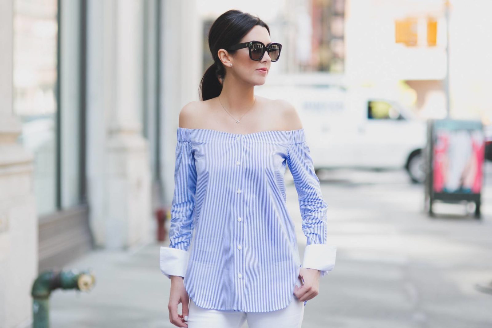 Casual Weekends: Summering in Off-The-Shoulder Stripes