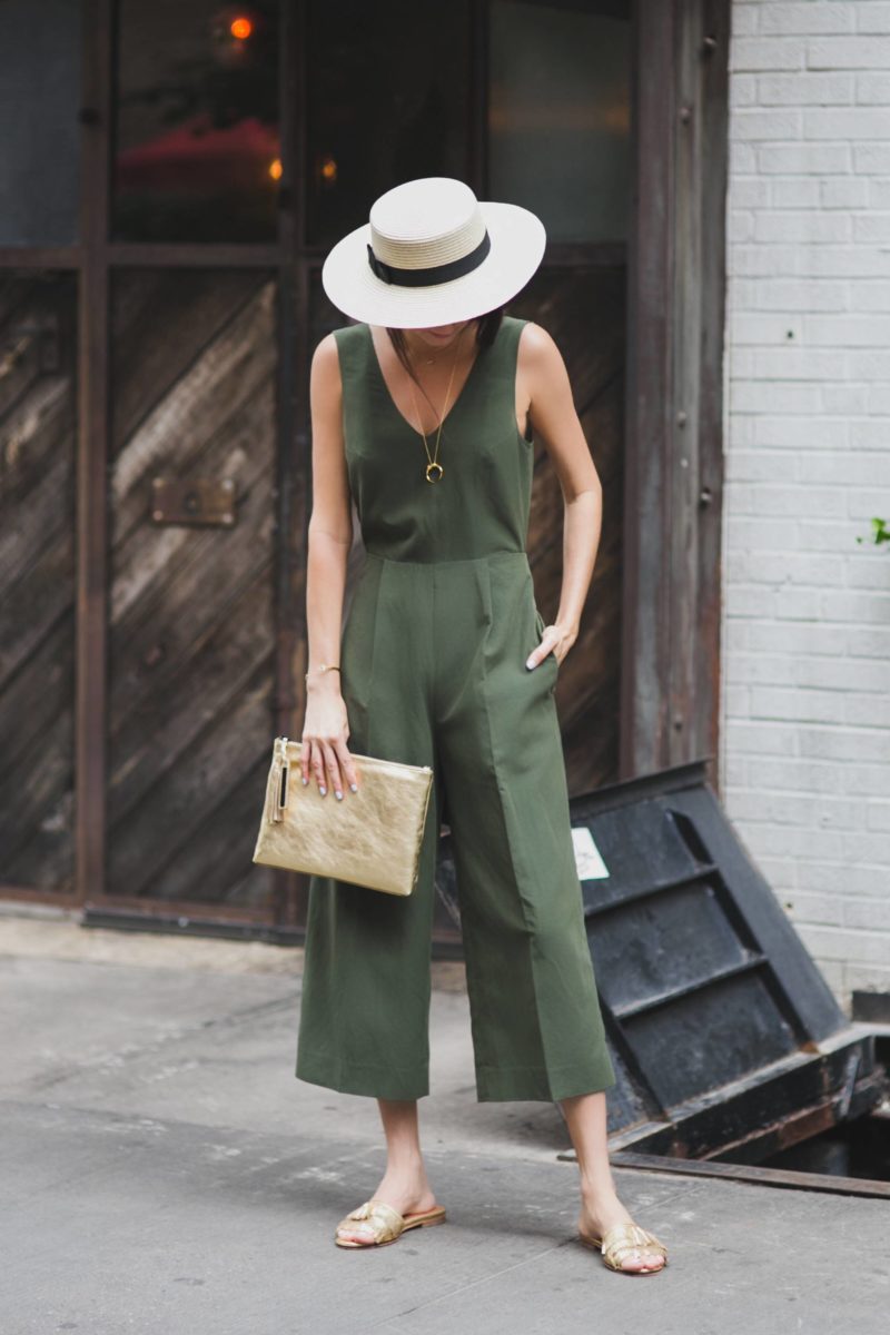 Military Green Jumpsuit and Gold // Obsessions Now 