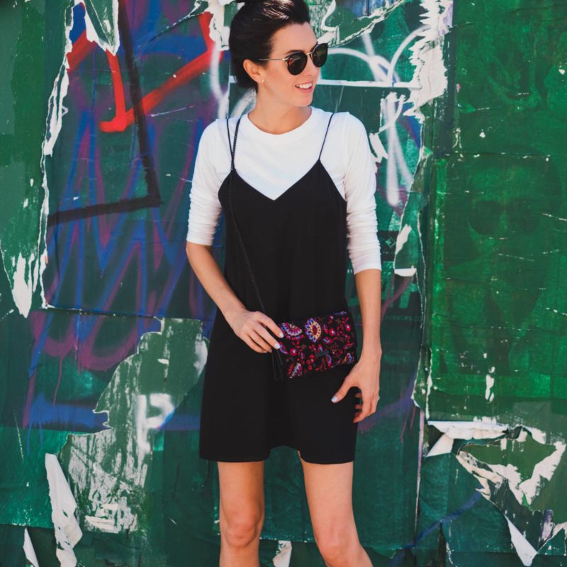 Now Trending: The 90s – White Tee Under Dress - Obsessions Now